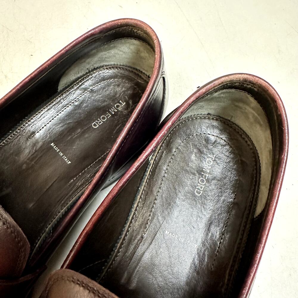 RESOLED Tom Ford Penny Loafer Burgundy Calf Made in Italy UK 9.5 US 10.5 D - Picture 9 of 12